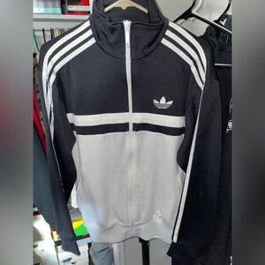 Adidas Men's Black and White Track Jacket